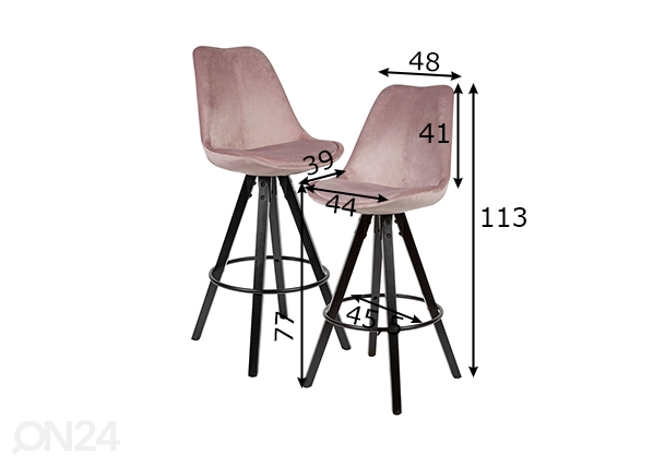 Барные стулья, розовый 2 шт размеры