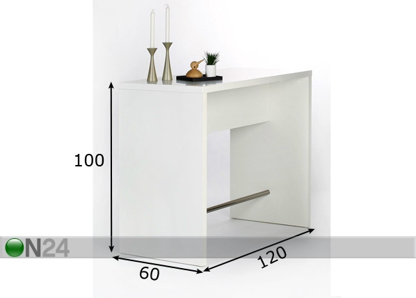 Барный стол 120x60 cm, белый размеры