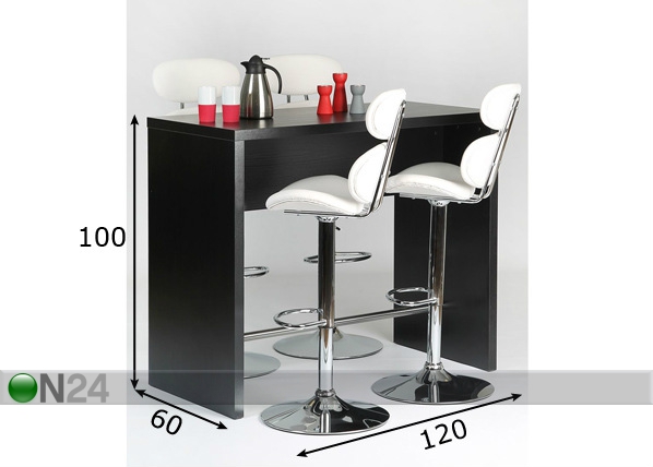 Барный стол 120x60 cm, чёрный размеры