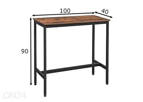 Барный стол 40x100 cm, коричневый/чёрный размеры
