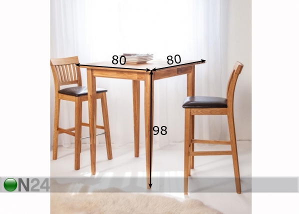 Барный стол из массива дуба 80x80 cm размеры