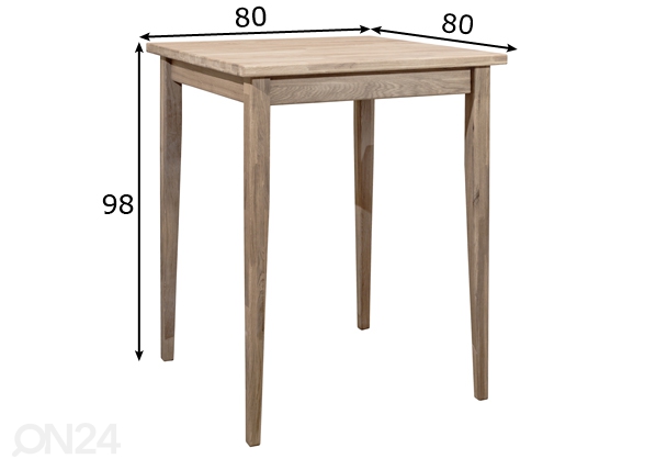 Барный стол из массива дуба 80x80 cm размеры