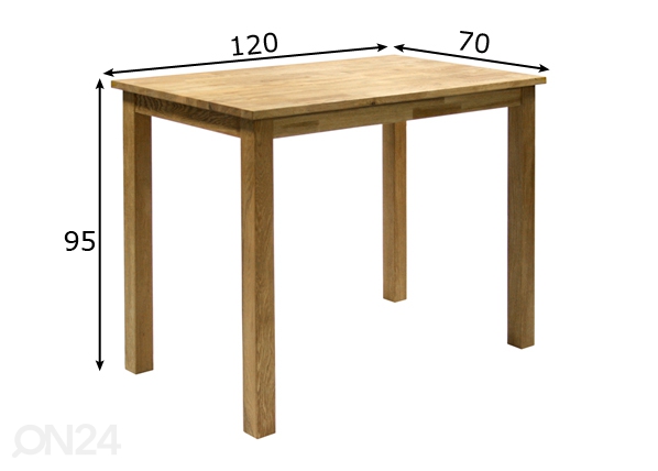 Барный стол из массива дуба Laura размеры