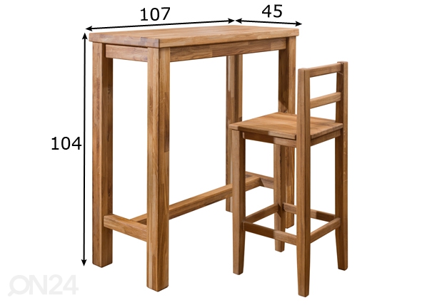 Барный стол из массива дуба Provans1 размеры