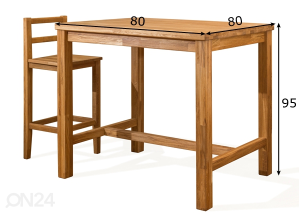 Барный стол из массива дуба Provans2 80x80 cm размеры