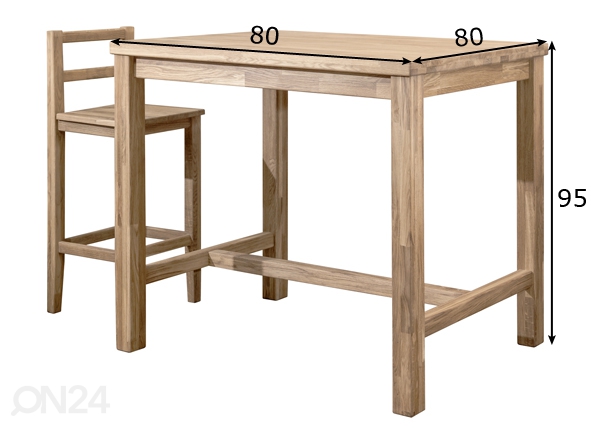 Барный стол из массива дуба Provans2 80x80 cm размеры