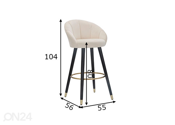 Барный стул Glam, кремовый/золотистый/чёрный размеры