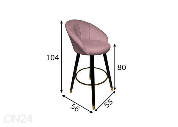 Барный стул Glam, розовый/золотистый/чёрный размеры