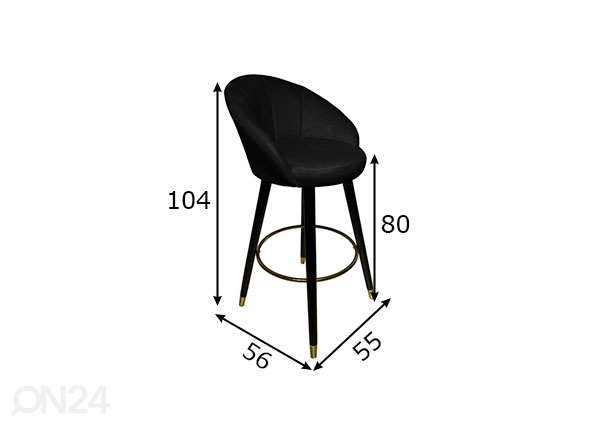 Барный стул Glam, чёрный/золотистый размеры