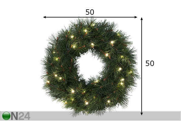 Венок Pine с LED лампочками Ø50 cm размеры
