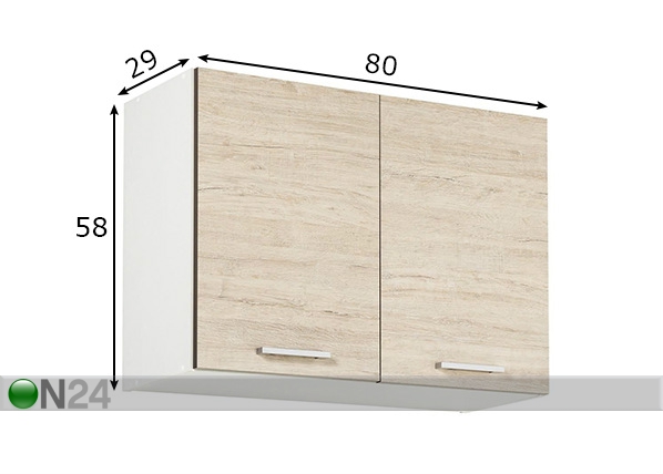 Верхний кухонный шкаф 80 cm с решёткой для посуды размеры