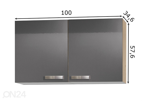 Верхний кухонный шкаф Udine 100 cm размеры