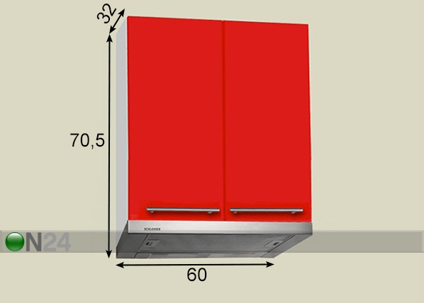Верхний кухонный шкаф для вытяжки 60 cm размеры