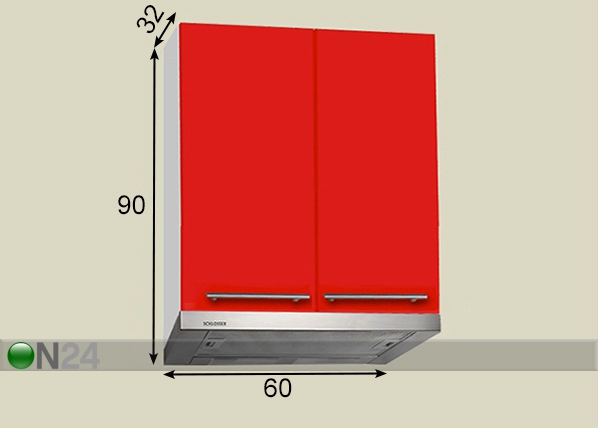 Верхний кухонный шкаф для вытяжки 60 cm размеры