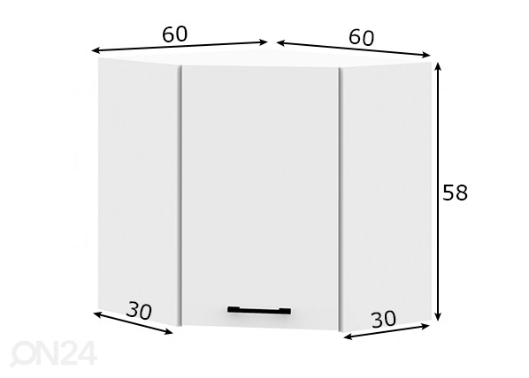 Верхний угловой шкаф 60/60 cm размеры