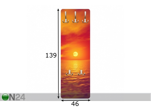 Вешалка настенная Beautiful Sunset 139x46 cm размеры