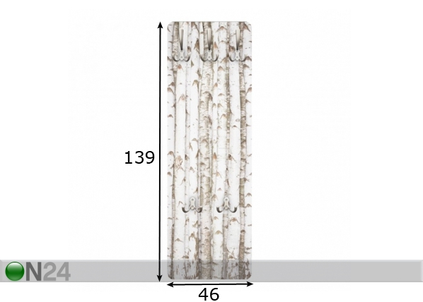 Вешалка настенная Birch wall 139x46 cm размеры