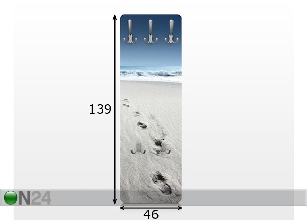 Вешалка настенная Footprints in the sand 139x46 cm размеры