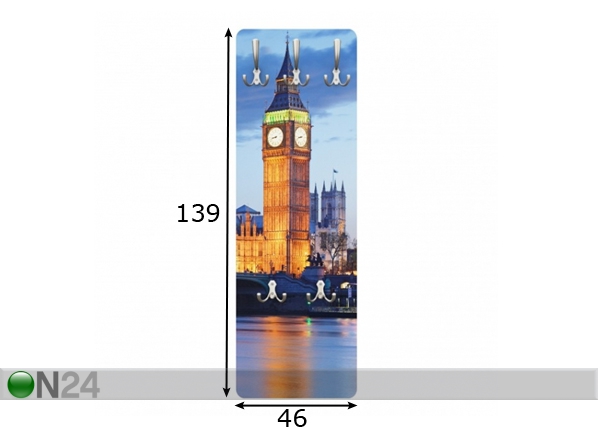 Вешалка настенная London at Night 139x46 cm размеры