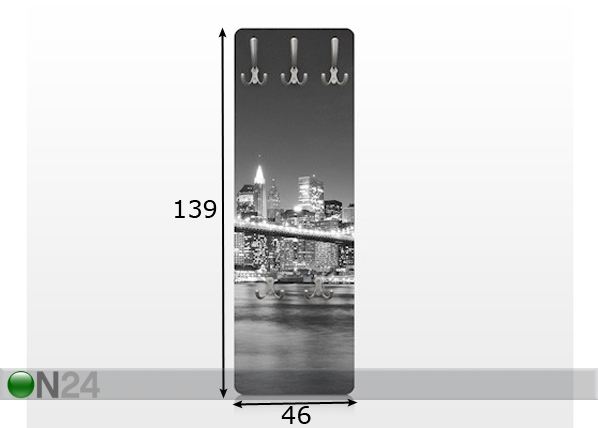 Вешалка настенная Nighttime Manhattan Bridge II, 139x46 cm размеры