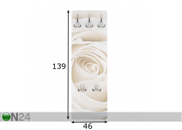 Вешалка настенная Pretty White Rose 139x46 cm размеры