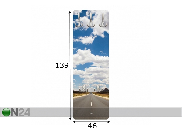Вешалка настенная Route 66, 139x46 cm размеры