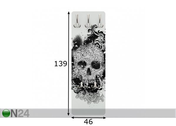 Вешалка настенная Skull 139x46 cm размеры