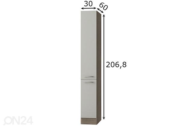 Высокий выдвижной кухонный шкаф Arta 30 cm размеры
