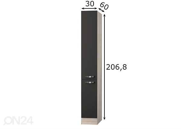 Высокий выдвижной кухонный шкаф Faro 30 cm размеры