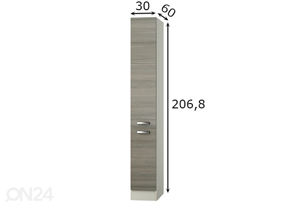 Высокий выдвижной кухонный шкаф Vigo 30 cm размеры