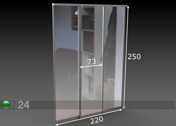 Двери-купе Prestige с 3-мя зеркальными дверьми 220x250 cm размеры