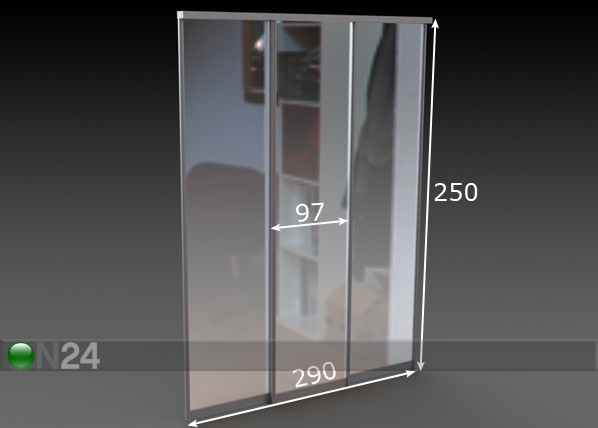 Двери-купе Prestige с 3-мя зеркальными дверьми 290x250 cm размеры