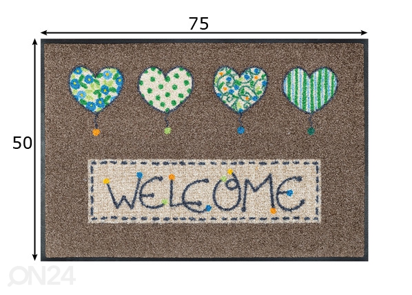 Дверной коврик Welcome Hearts 50x75 см размеры
