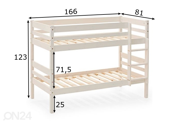 Двухъярусная кровать 75x160 cm размеры