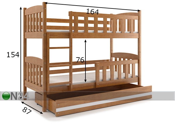 Двухъярусная кровать 80x190 cm размеры