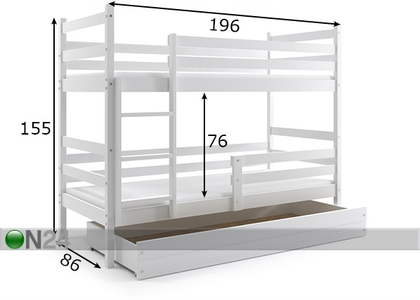 Двухъярусная кровать 80x190 cm размеры