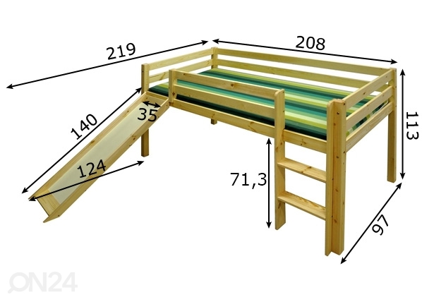 Двухъярусная кровать 90x200 cm размеры