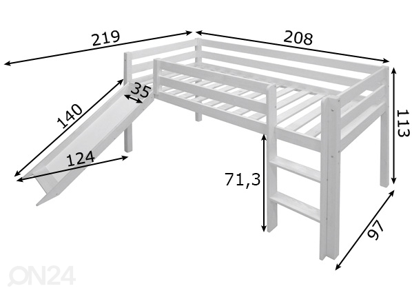 Двухъярусная кровать 90x200 cm размеры