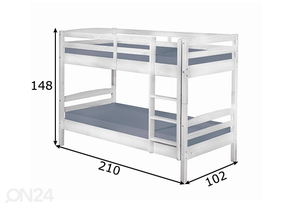 Двухъярусная кровать Annika 90x200 cm размеры