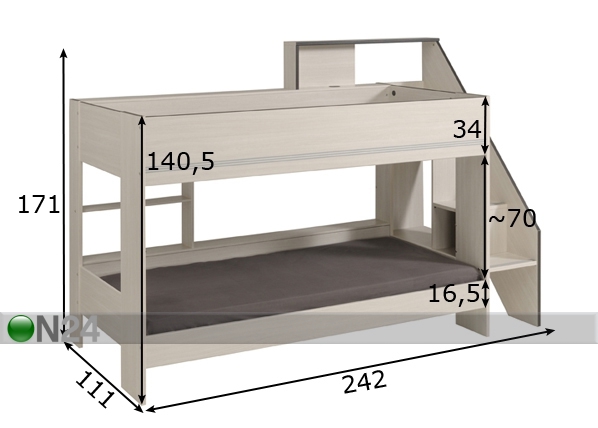 Двухъярусная кровать Gravity 90x200 cm размеры