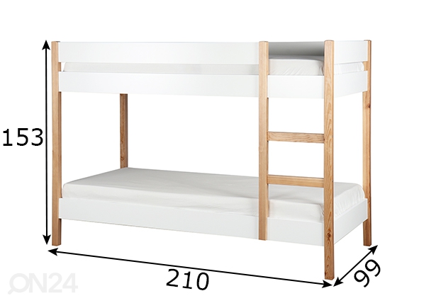Двухъярусная кровать Ida 90x200 cm размеры