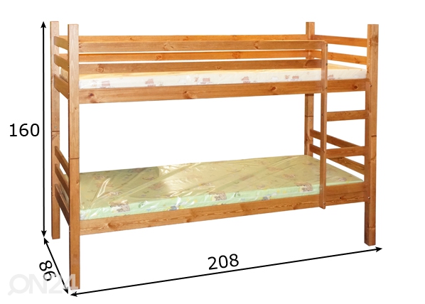 Двухъярусная кровать Jan 80x200 cm размеры