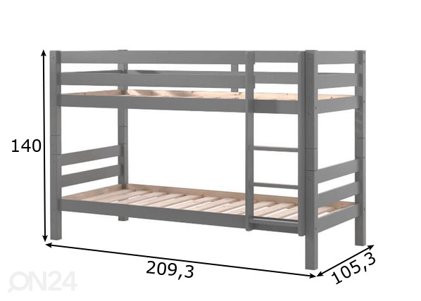 Двухъярусная кровать Pino 90x200 cm размеры