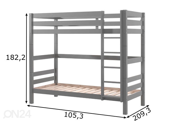 Двухъярусная кровать Pino 90x200 cm размеры