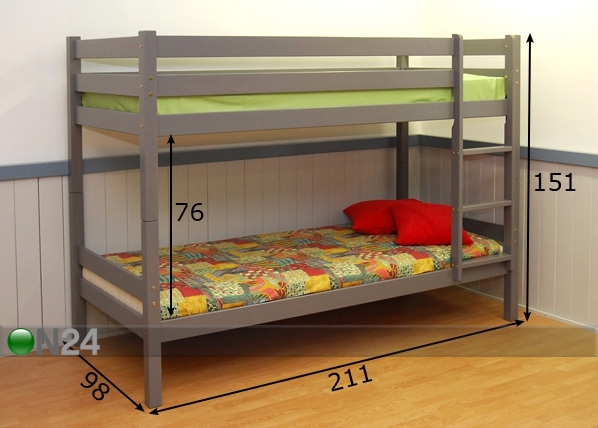 Двухъярусная кровать Viking 90x200 cm размеры
