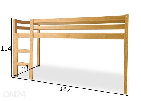 Двухъярусная кровать из массива берёзы 70x160 cm размеры