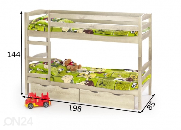 Двухъярусная кровать + матрасы 80x190 cm размеры