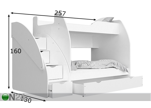 Двухъярусная кровать + матрасы 90/120x200 cm размеры