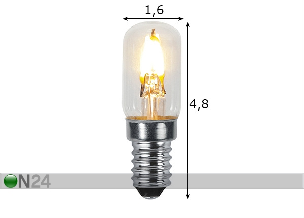 Декоративная LED лампочка E14 0,3 Вт размеры