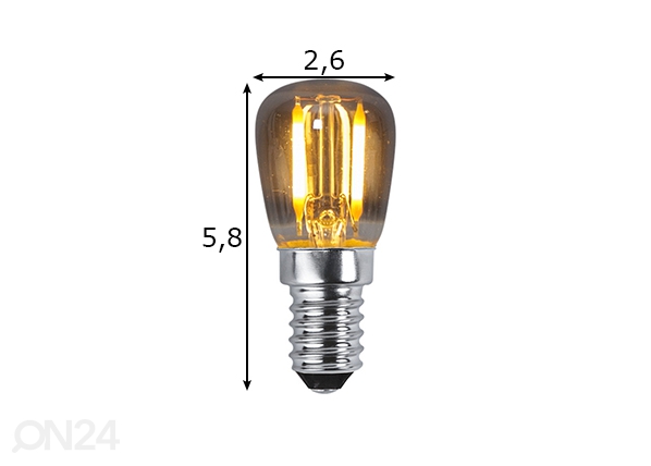 Декоративная LED лампочка E14, 1Вт размеры